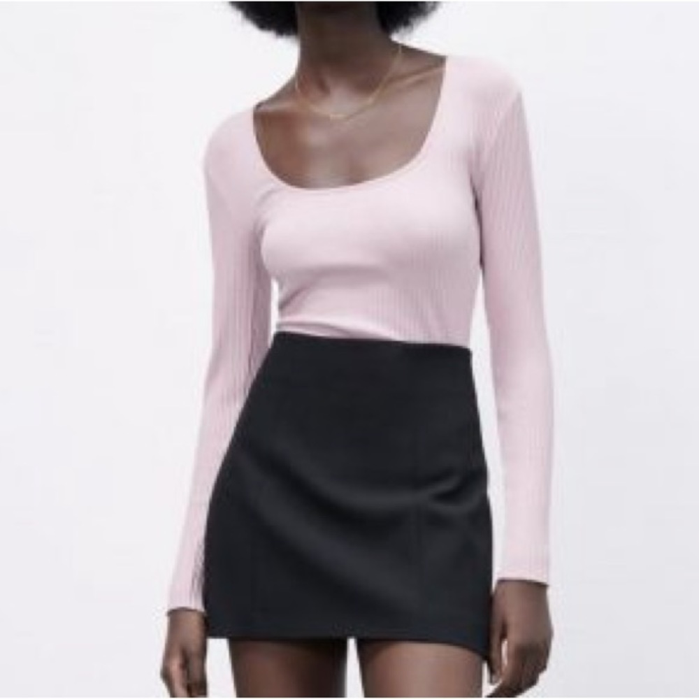 NWT Zara square neck ribbed bodysuit in light purple size small